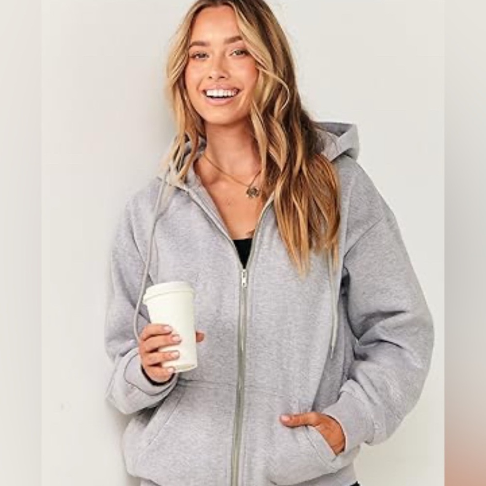 grey zip up jacket